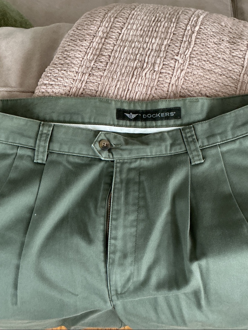 Dockers Olive Green Pleated Chino  shorts